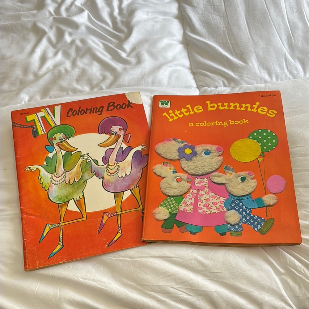 Vintage TV and Little Bunnies Coloring Books